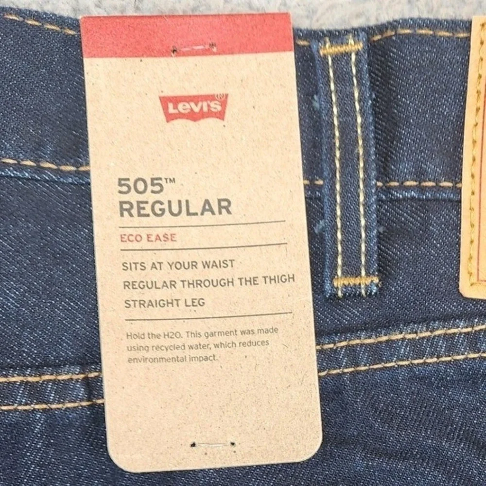 Levi's 505‎ Regular Fit Jeans Mens Size W38 L32 Dark Wash Denim Straight Leg NWT